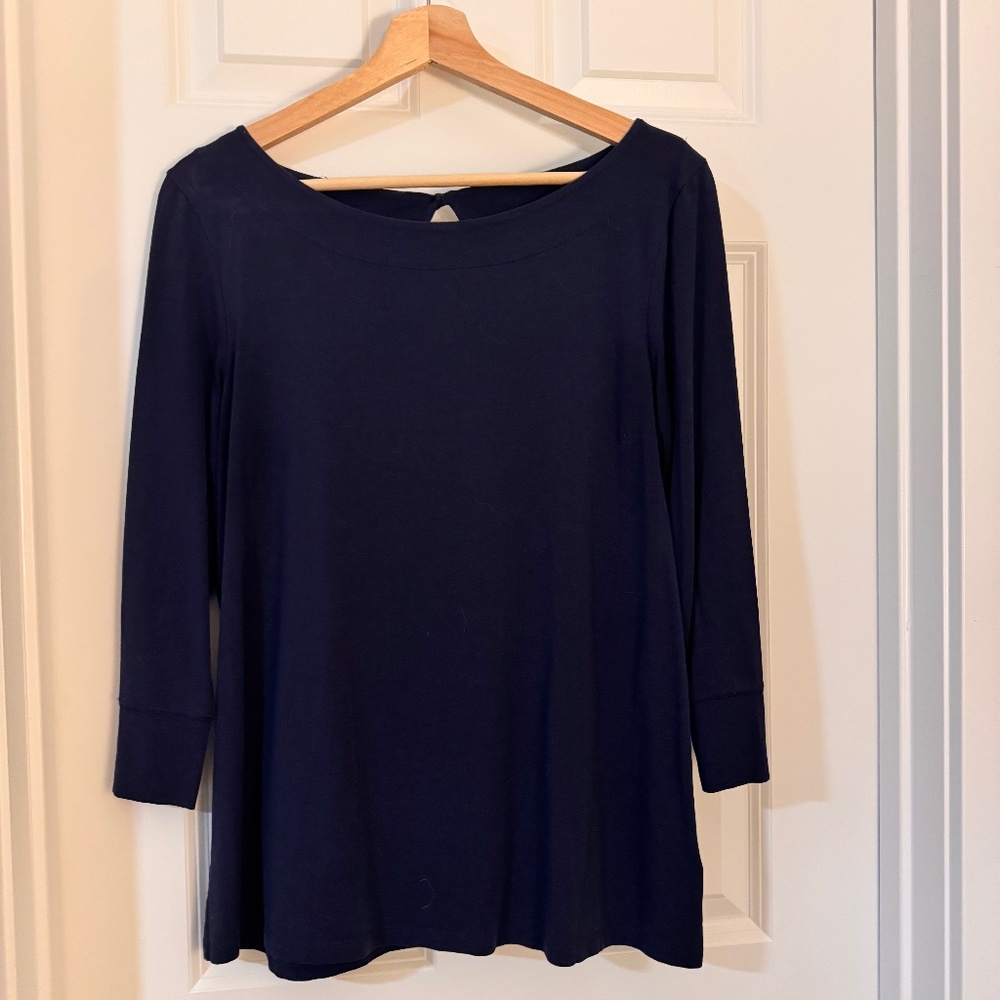 Lilly Pulitzer EUC sz large 3/4 sleeve top navy